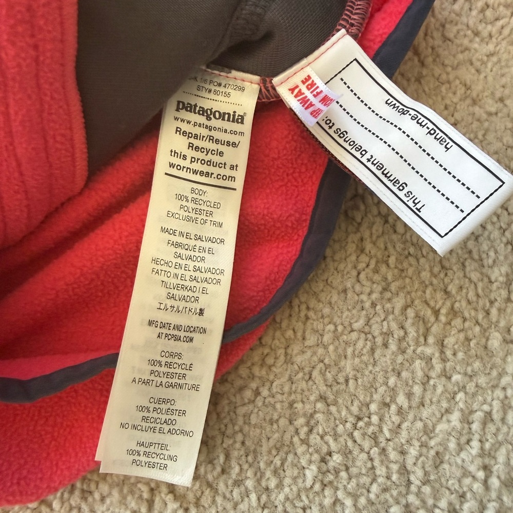 Patagonia Baby Micro D Fleece Zip Hoodie Hot Pink Navy 12-18 Months Girl - Picture 2 of 3